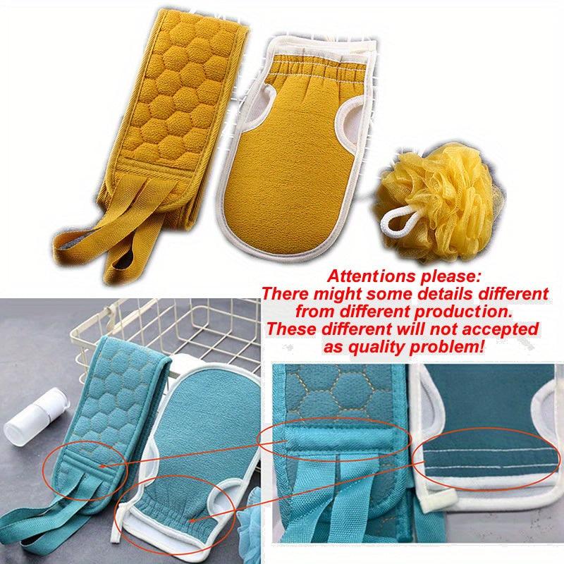 3pc Exfoliating Body Cleaning Set Soft Brush Shower Ball Bath Gloves
