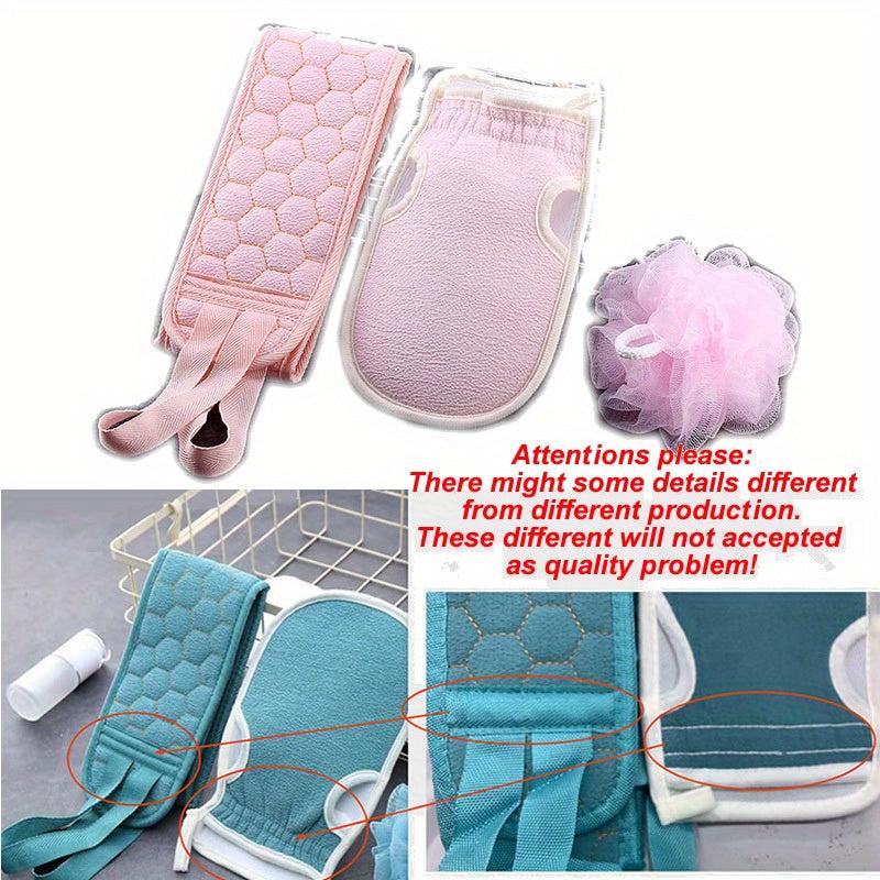 3pc Exfoliating Body Cleaning Set Soft Brush Shower Ball Bath Gloves