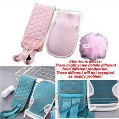 3pc Exfoliating Body Cleaning Set Soft Brush Shower Ball Bath Gloves