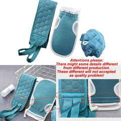 3pc Exfoliating Body Cleaning Set Soft Brush Shower Ball Bath Gloves
