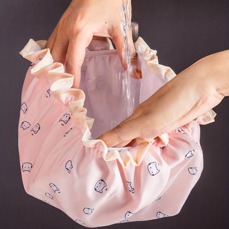 Double Layer Waterproof Shower Cap for Women
