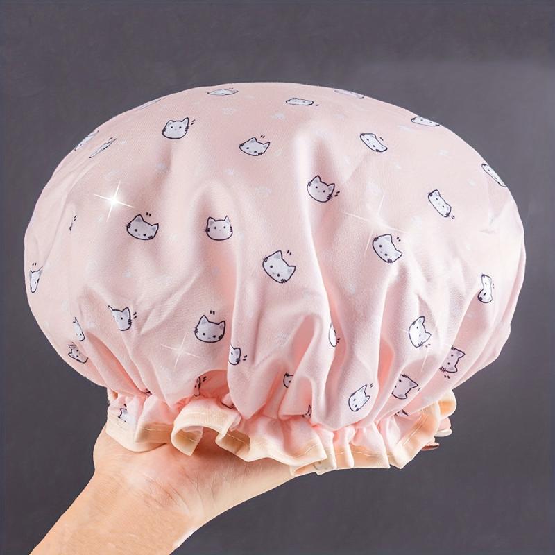 Double Layer Waterproof Shower Cap for Women