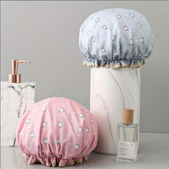 Double Layer Waterproof Shower Cap for Women