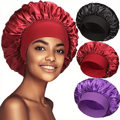 3 Pack Satin Bonnet Sleep Cap for Women
