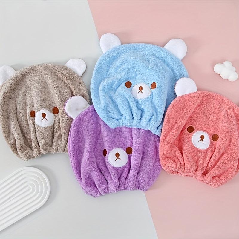 4pcs Cartoon Hair Towel Wrap Women Microfiber Hair Turban Wet Hair