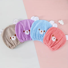 4pcs Cartoon Hair Towel Wrap Women Microfiber Hair Turban Wet Hair