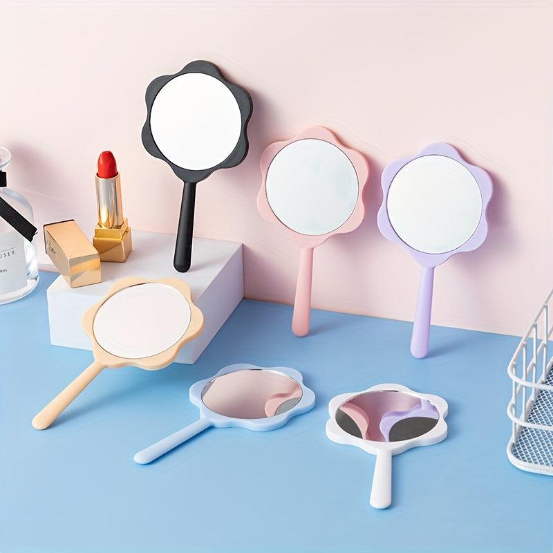 Small Floral Hand Mirror for Makeup & Skincare