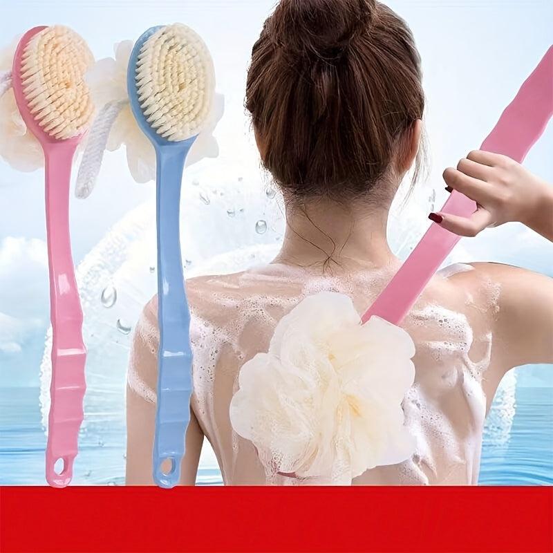 3pcs Shower Body Brush With Bristles And Loofah 2 In 1 Bath Sponge