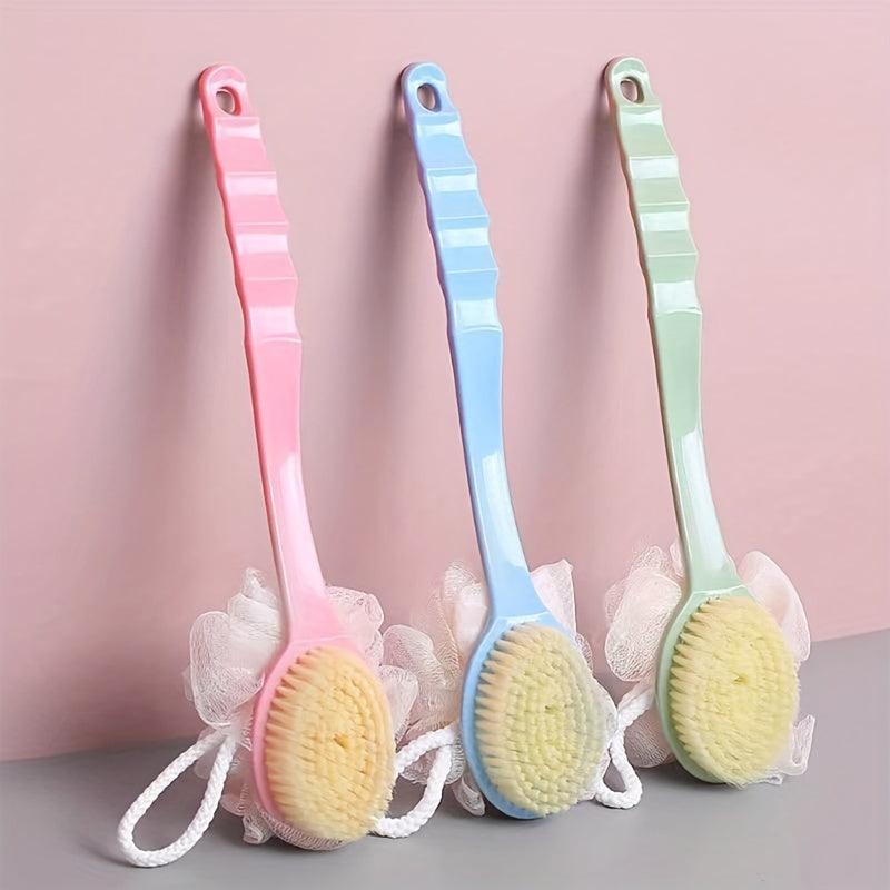 3pcs Shower Body Brush With Bristles And Loofah 2 In 1 Bath Sponge