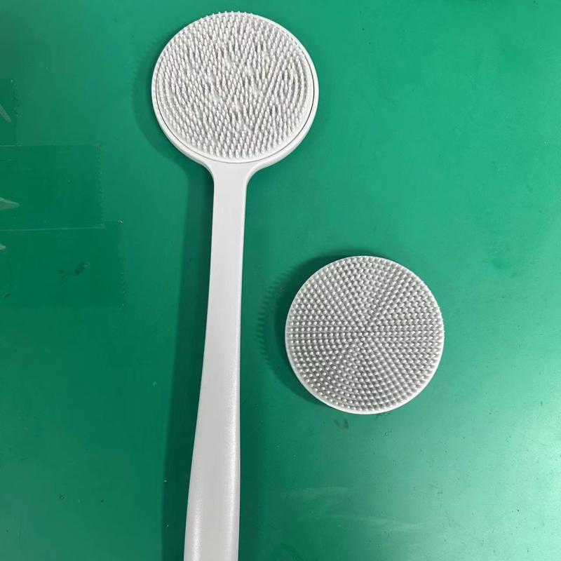2pcs Silicone Back Scrubber For Shower + 2 Replacement Brush Heads