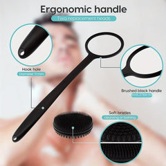 2pcs Silicone Back Scrubber For Shower + 2 Replacement Brush Heads