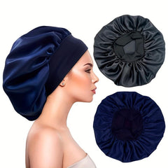 2pcs Satin Silky Hair Bonnet for Sleeping Elastic Wide Band Bonnets for Women