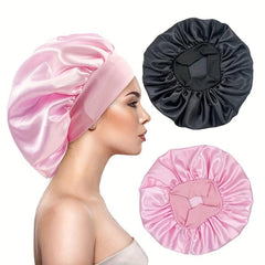 2pcs Satin Silky Hair Bonnet for Sleeping Elastic Wide Band Bonnets for Women