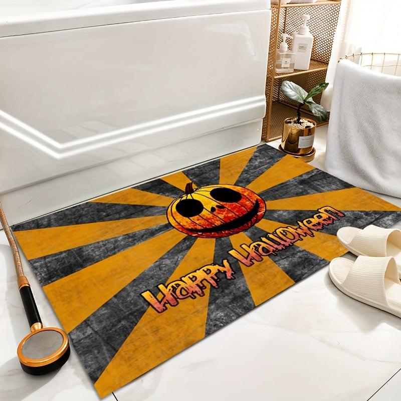 Halloween Pumpkin Bath Mat Absorbent Bathroom Mats Rugs No Slip