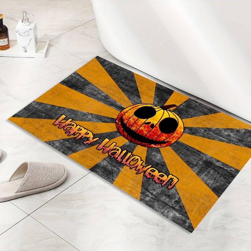 Halloween Pumpkin Bath Mat Absorbent Bathroom Mats Rugs No Slip