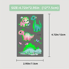 Glow in the Dark Dinosaur Temporary Tattoos, 90 Styles, Waterproof, 12 Sheets