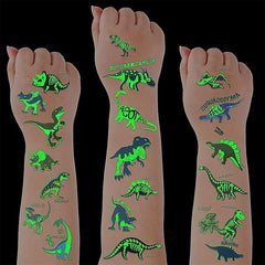 Glow in the Dark Dinosaur Temporary Tattoos, 90 Styles, Waterproof, 12 Sheets