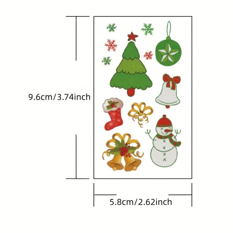 30 Pcs Christmas Tattoo Stickers Cartoon English Letter Waterproof Body Art