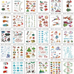 30 Pcs Christmas Tattoo Stickers Cartoon English Letter Waterproof Body Art