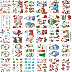 30 Pcs Christmas Tattoo Stickers Cartoon English Letter Waterproof Body Art