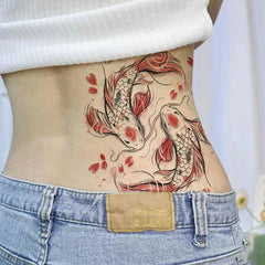 Koi Carp Tattoo Sticker Waterproof Long Lasting Temporary Tattoo