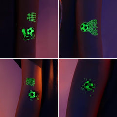 10 Sheets Soccer Ball Luminous Temporary Tattoos Glow In The Dark Football