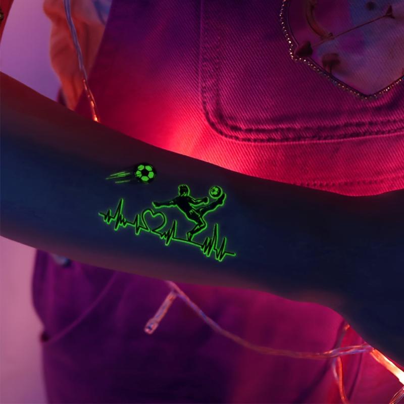 10 Sheets Soccer Ball Luminous Temporary Tattoos Glow In The Dark Football