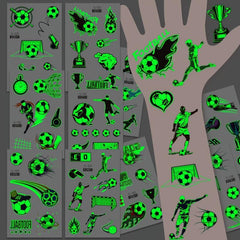 10 Sheets Soccer Ball Luminous Temporary Tattoos Glow In The Dark Football