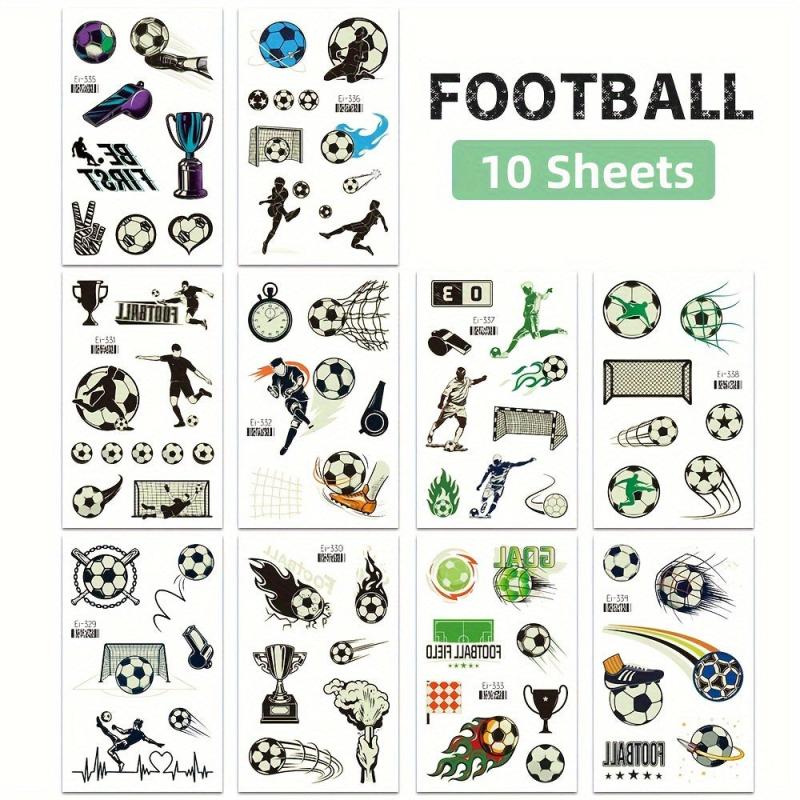 10 Sheets Soccer Ball Luminous Temporary Tattoos Glow In The Dark Football