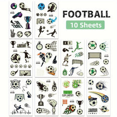 10 Sheets Soccer Ball Luminous Temporary Tattoos Glow In The Dark Football