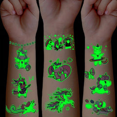 12 Sheets Unicorn Temporary Tattoo Glow In The Dark Rainbow Stickers