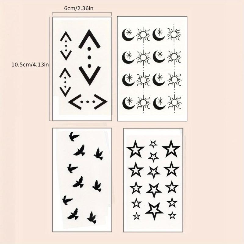 Waterproof Star Moon Flying Bird Geometric Tattoo Sticker