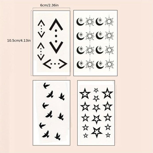 Waterproof Star Moon Flying Bird Geometric Tattoo Sticker
