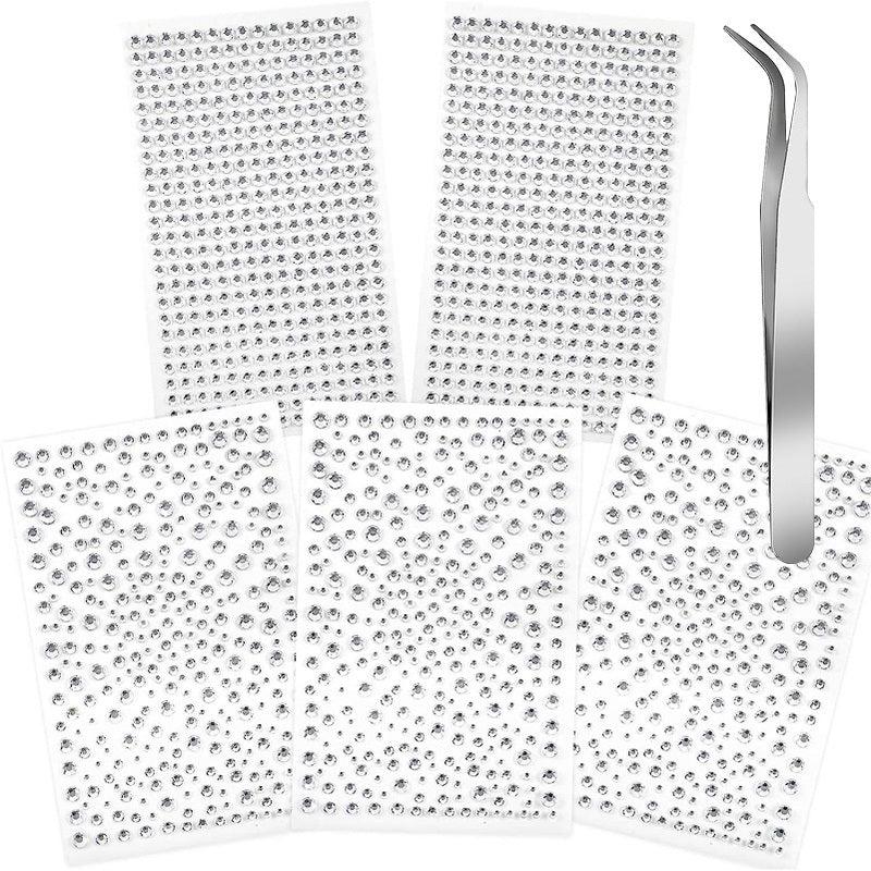 6 Pcs Face Gems Self Adhesive Rhinestones Makeup Jewelry