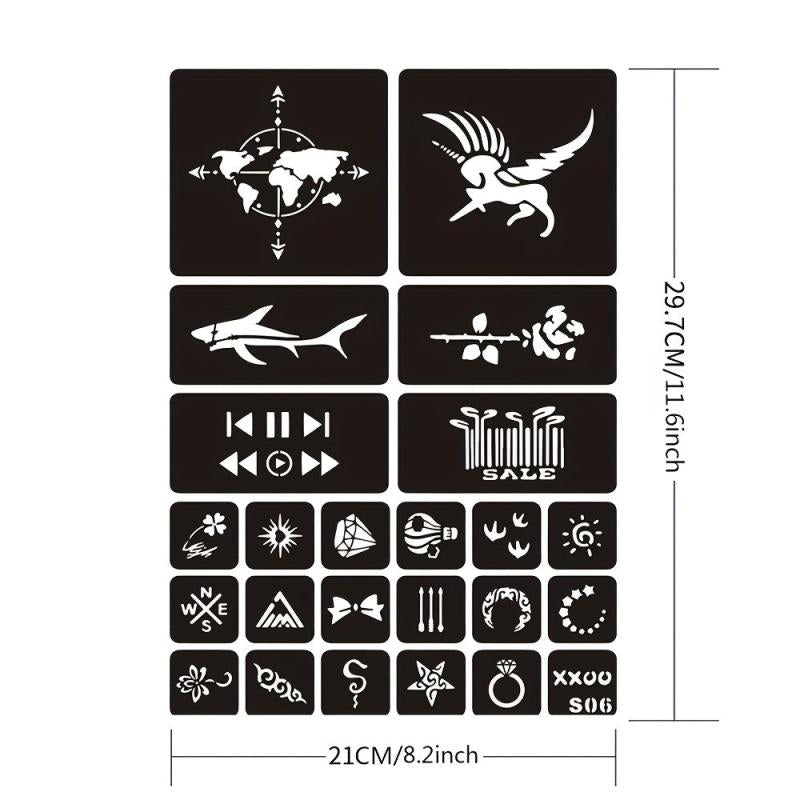 3 Sheets A4 Hollow Tattoo Stencil Juice Tattoo Dye Paste Semi permanent