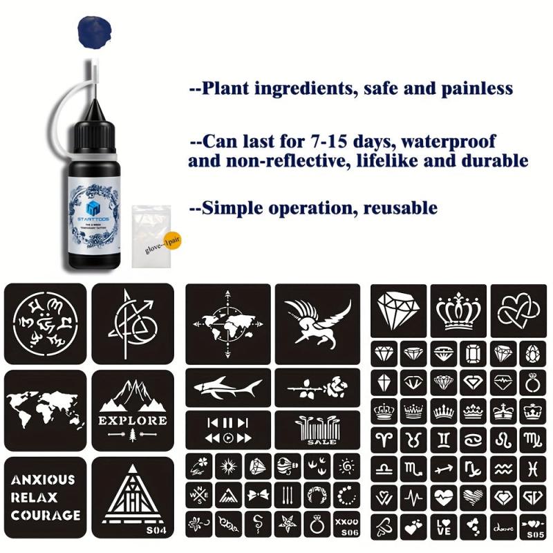 3 Sheets A4 Hollow Tattoo Stencil Juice Tattoo Dye Paste Semi permanent