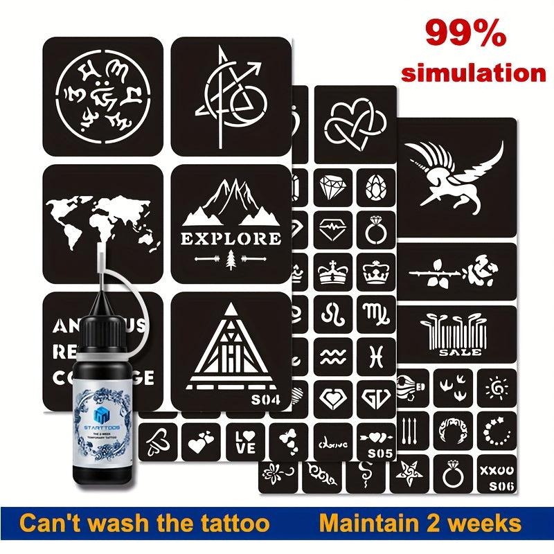 3 Sheets A4 Hollow Tattoo Stencil Juice Tattoo Dye Paste Semi permanent