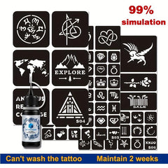3 Sheets A4 Hollow Tattoo Stencil Juice Tattoo Dye Paste Semi permanent