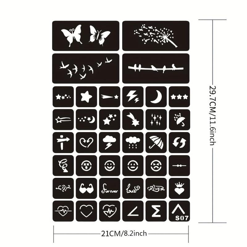 Geometric Animal Word Tattoo Stencil & Dye Paste Set