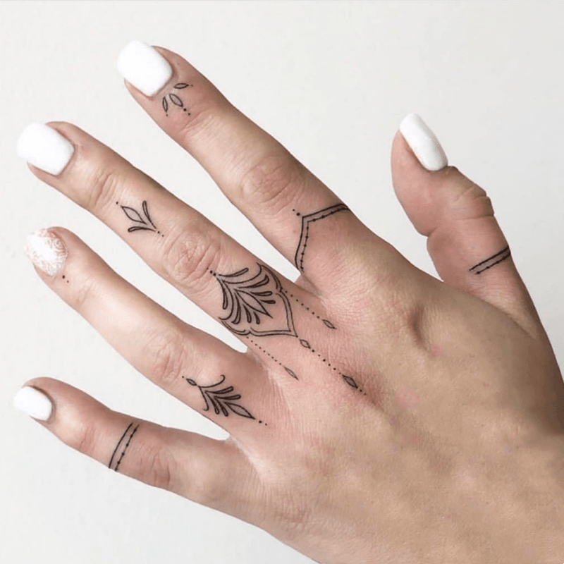 Waterproof Lace Tattoo Sticker for Fingers Long Lasting Temporary Tattoo