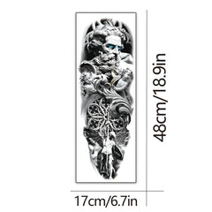 Lion Idol Clock Flowers Temporary Tattoo Realistic Stickers