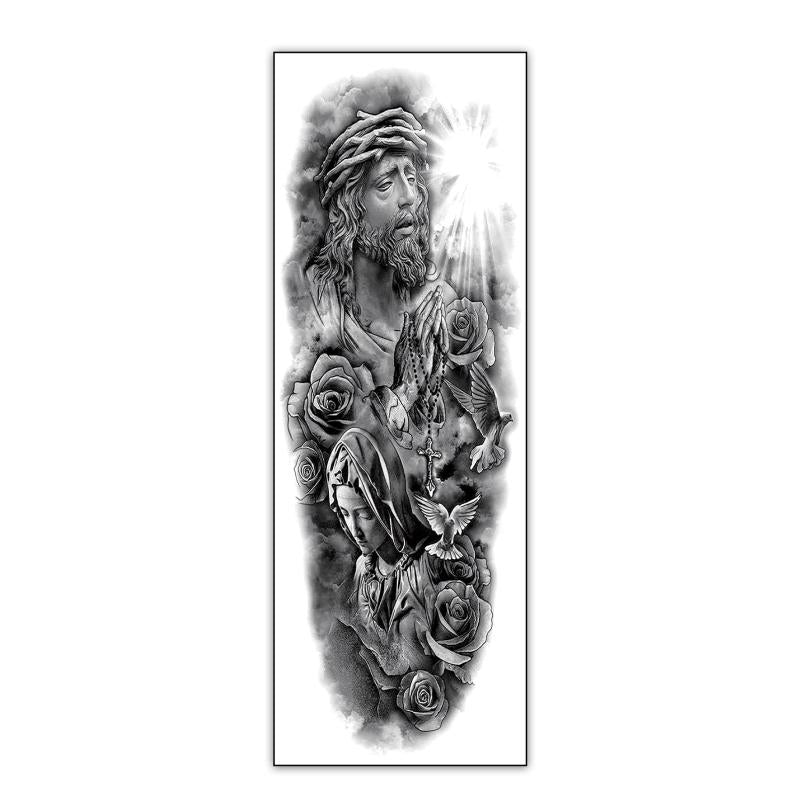 Lion Idol Clock Flowers Temporary Tattoo Realistic Stickers