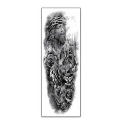 Lion Idol Clock Flowers Temporary Tattoo Realistic Stickers