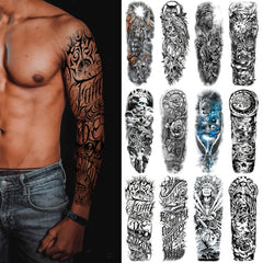 Lion Idol Clock Flowers Temporary Tattoo Realistic Stickers