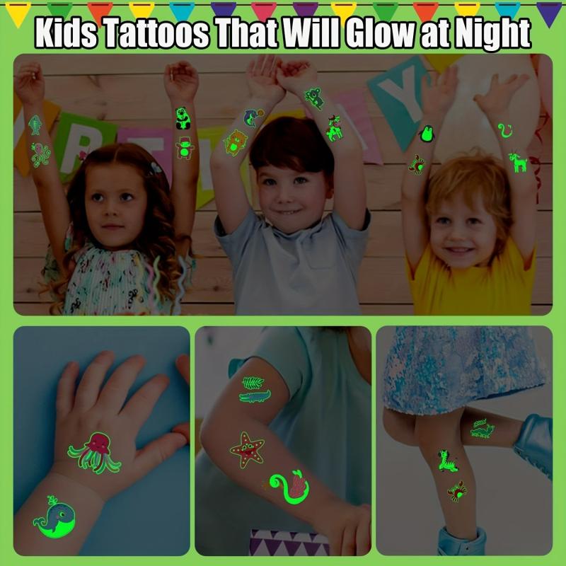 50 PCS Luminous Animals Temporary Tattoos Glow Party Favors For Boys And Girls