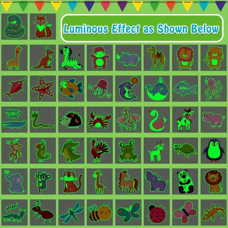 50 PCS Luminous Animals Temporary Tattoos Glow Party Favors For Boys And Girls