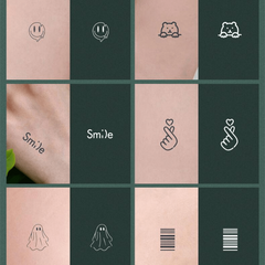 Bear Star and Smiley Face Temporary Tattoo Stickers