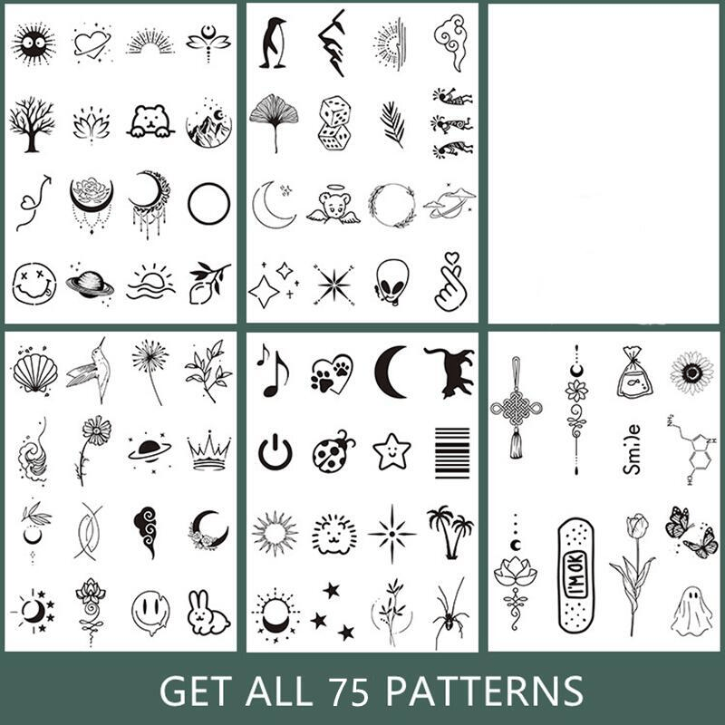 Bear Star and Smiley Face Temporary Tattoo Stickers