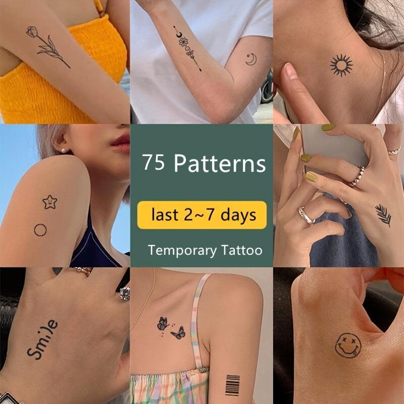 Bear Star and Smiley Face Temporary Tattoo Stickers