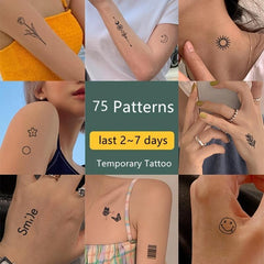 Bear Star and Smiley Face Temporary Tattoo Stickers